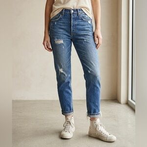 BOYISH The Billy Distressed High-Rise Skinny Jean in Mame Wash Destroyed NWT